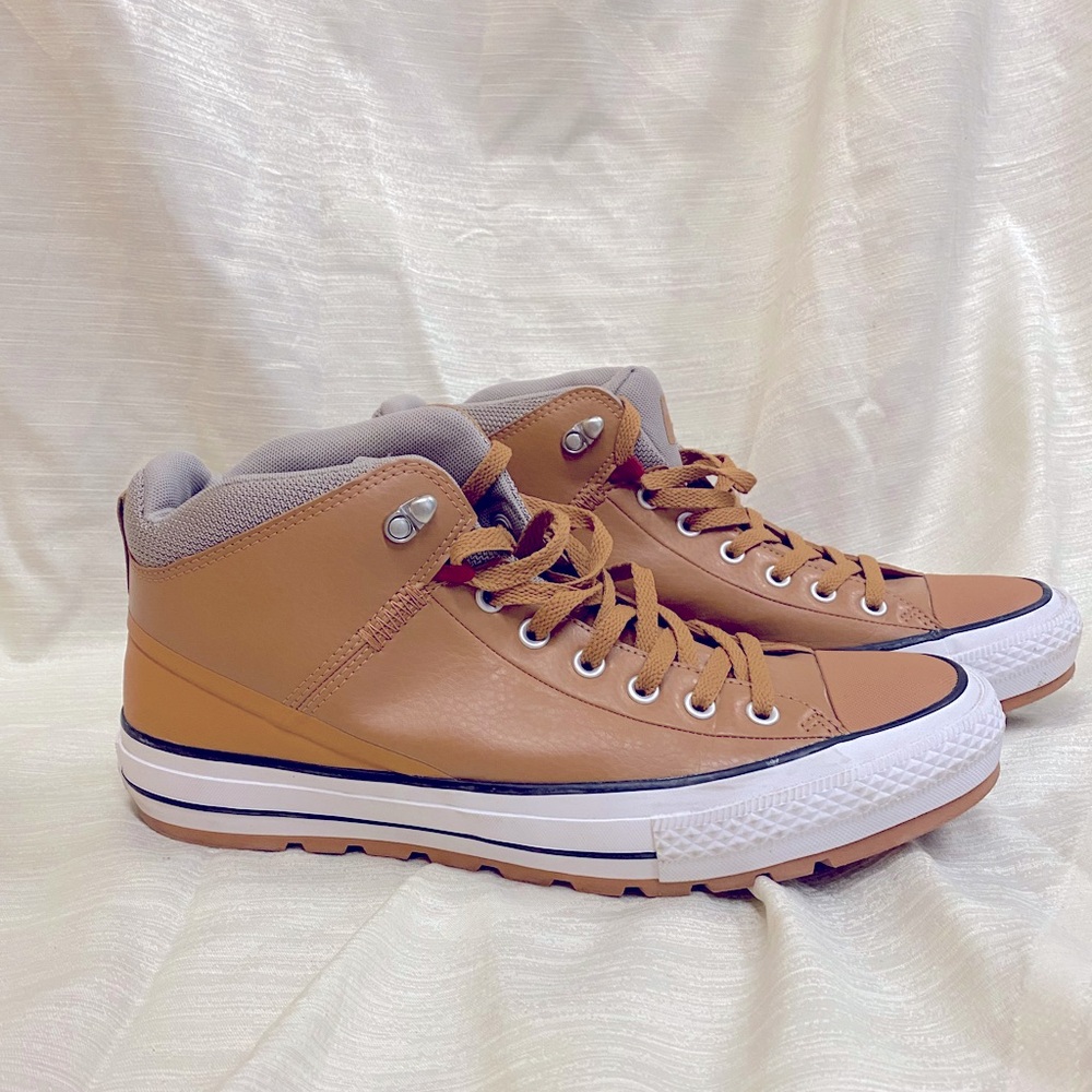 Converse CTAS leather tan mid tops 13
